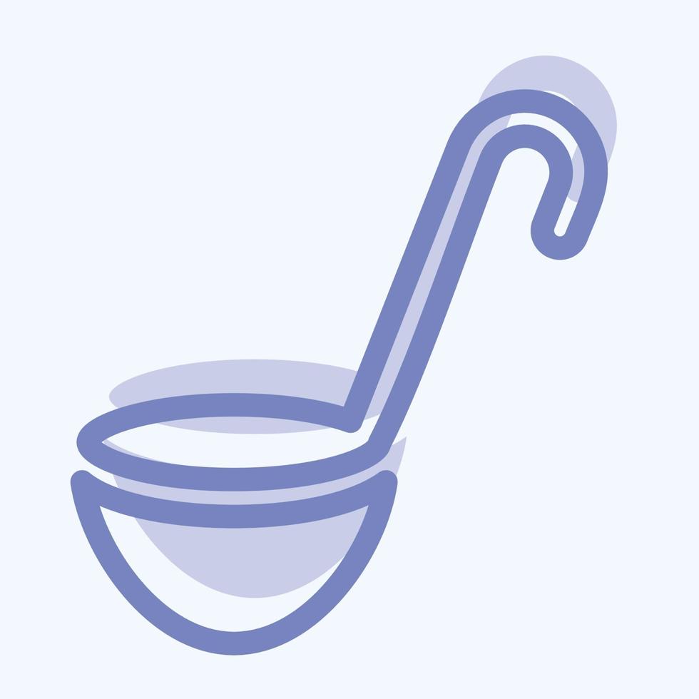 cuchara de sopa de icono - estilo de dos tonos - ilustración simple, trazo editable. vector