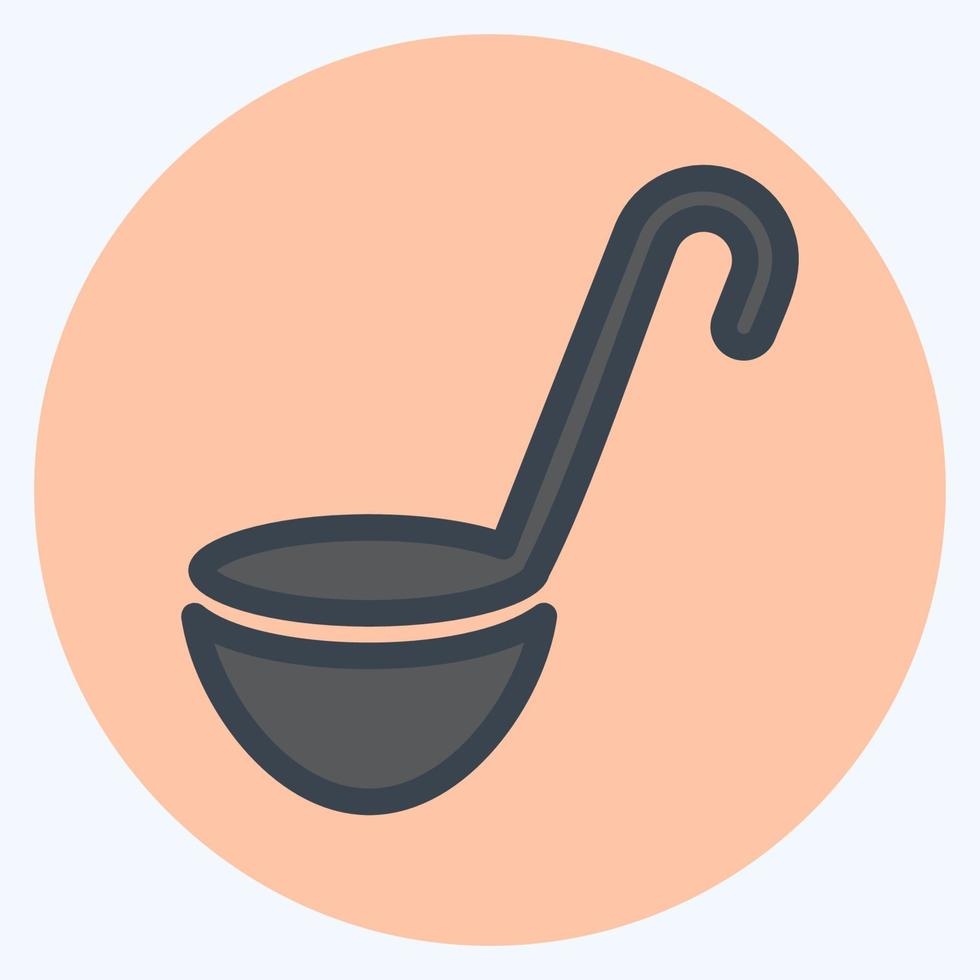 Icon Soup Spoon - Color Mate Style - Simple illustration, Editable stroke. vector