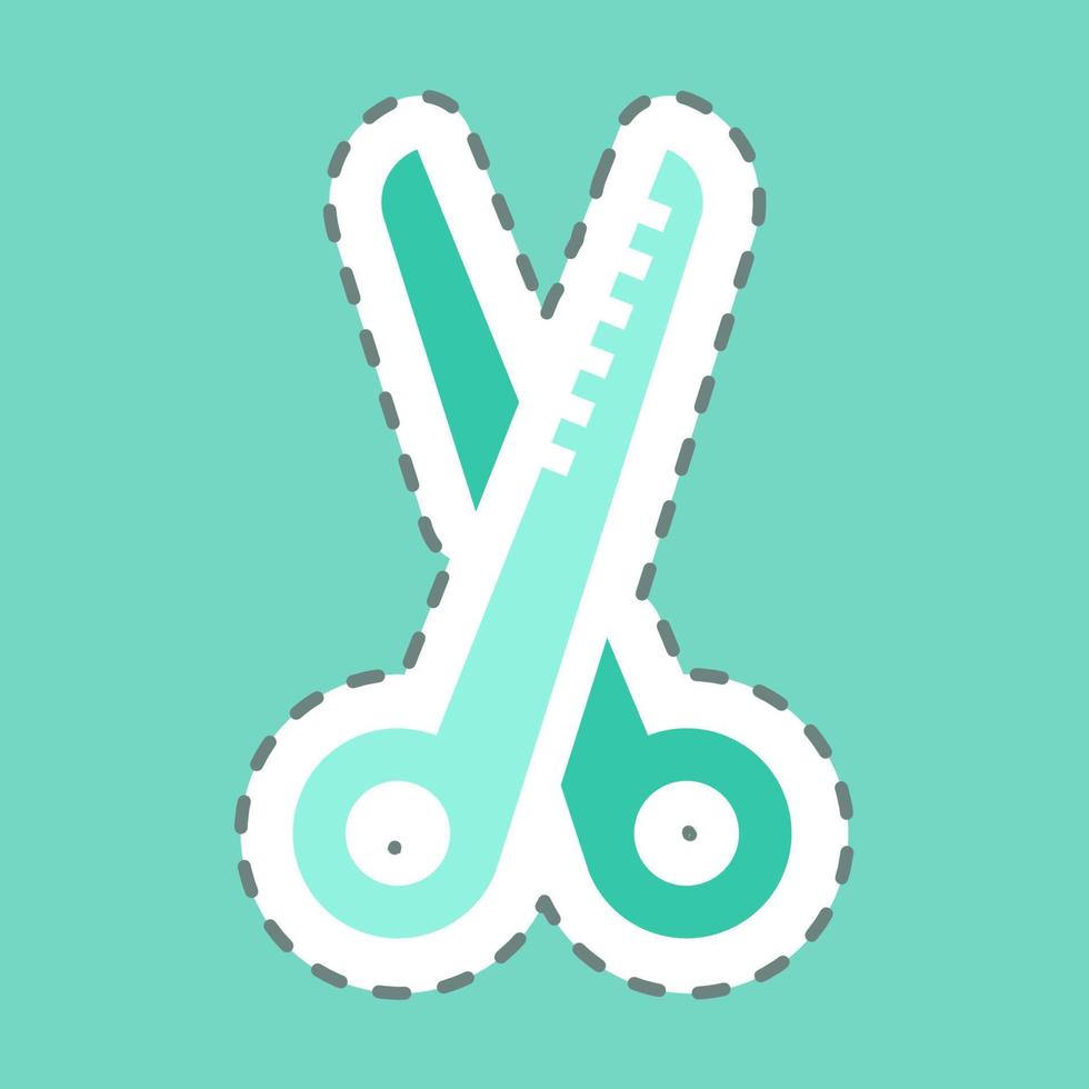 Sticker Hair Scissor - Line Cut - Simple illustration, Editable stroke. vector