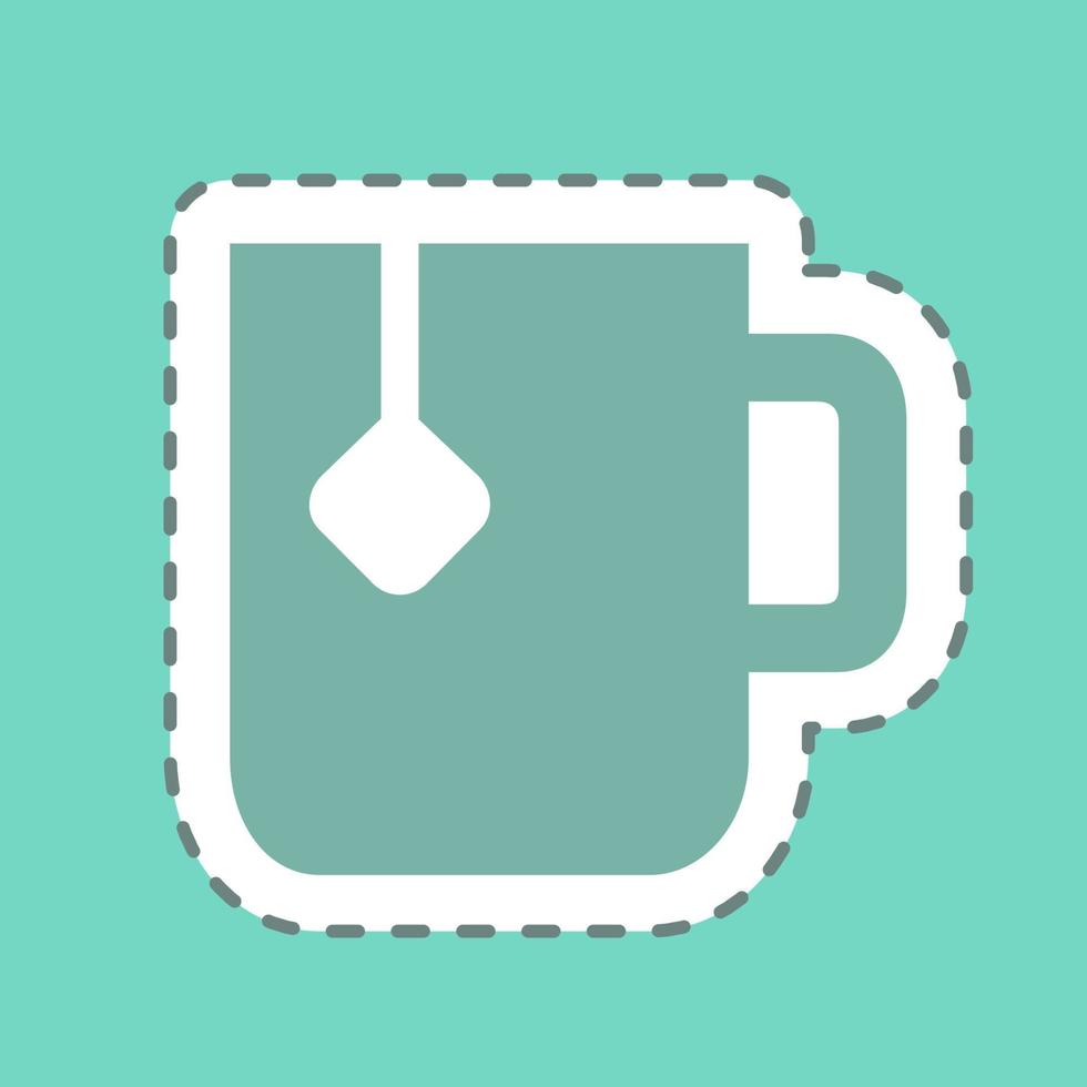 Sticker Tea - Line Cut - Simple illustration, Editable stroke. vector