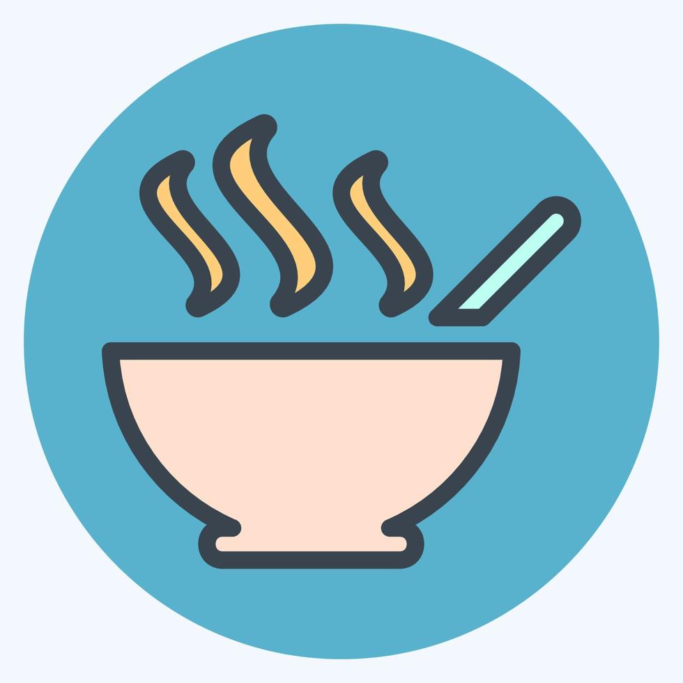 Icon Hot Soup - Color Mate Style - Simple illustration, Editable stroke. vector