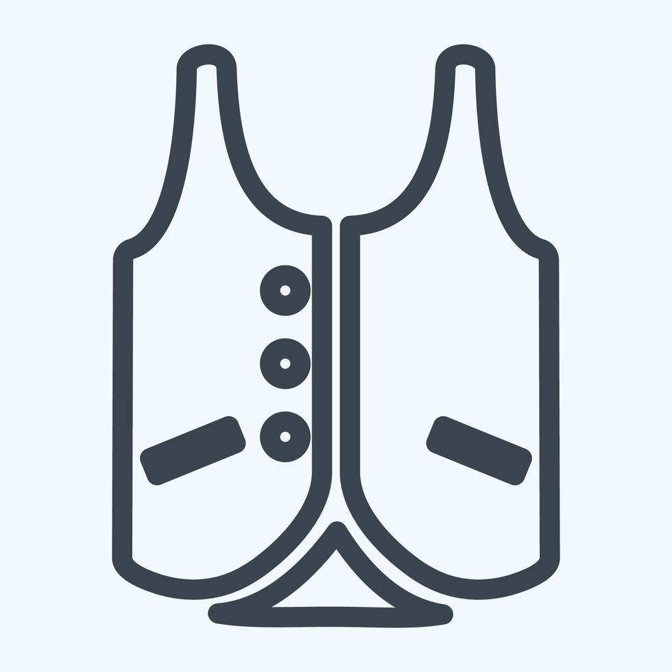 icon vest 2 - estilo de línea, ilustración simple, trazo editable vector