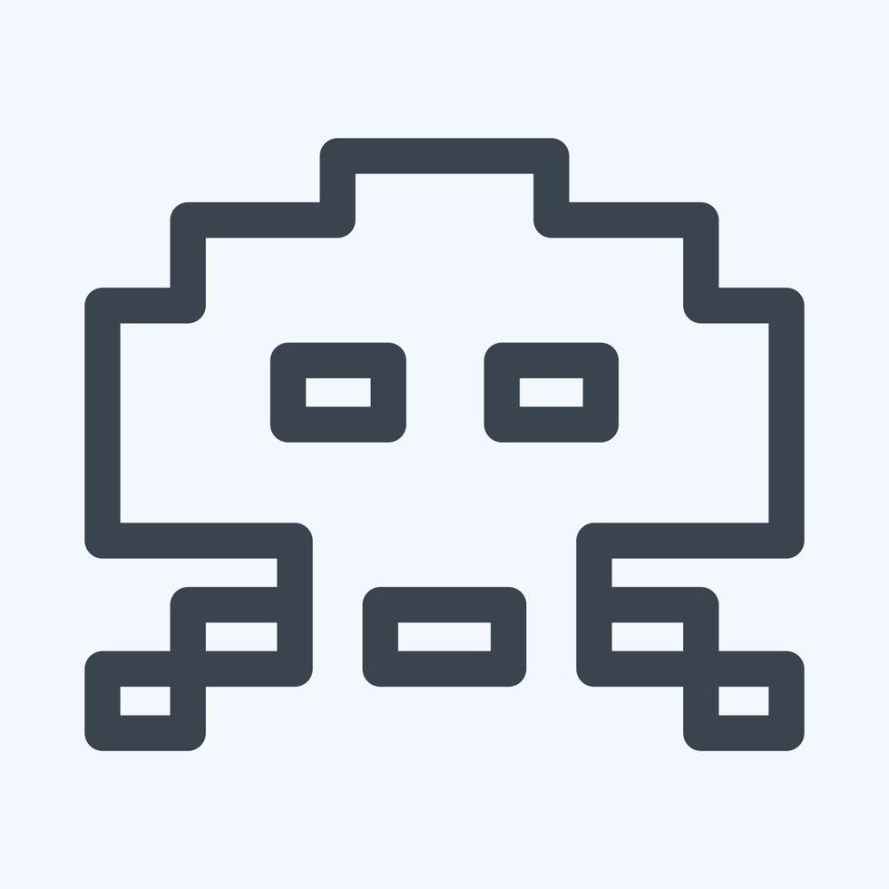 Icon Alien Invader - Line Style,Simple illustration,Editable stroke vector