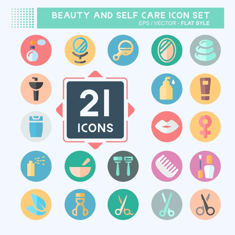 conjunto de iconos de belleza y cuidado personal - estilo plano vector