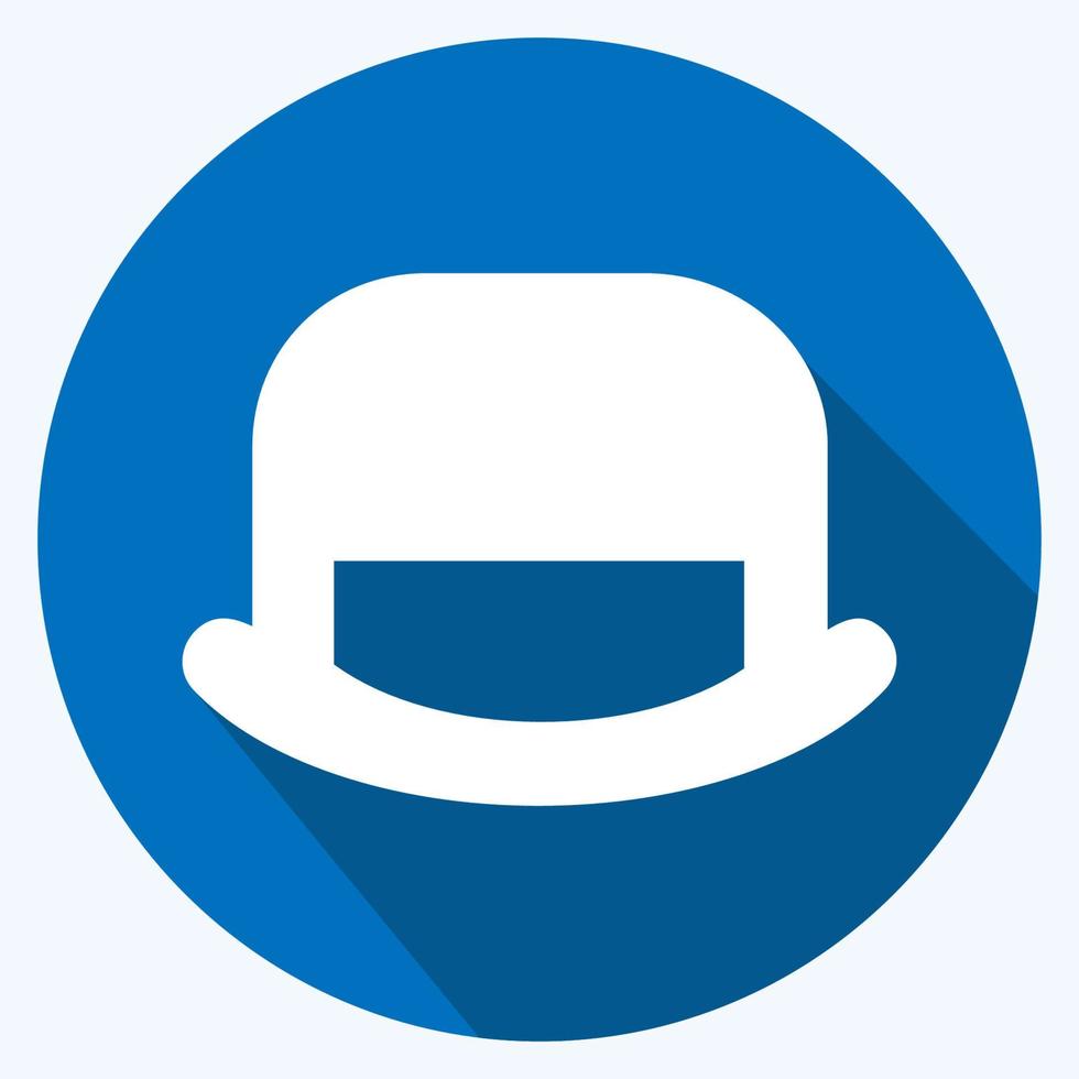 Icon Top Hat - Long Shadow Style,Simple illustration,Editable stroke vector