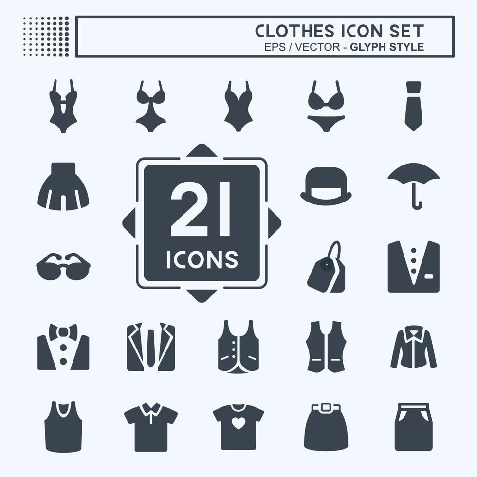 Icon Set Clothes - Glyph Style,Simple illustration,Editable stroke vector