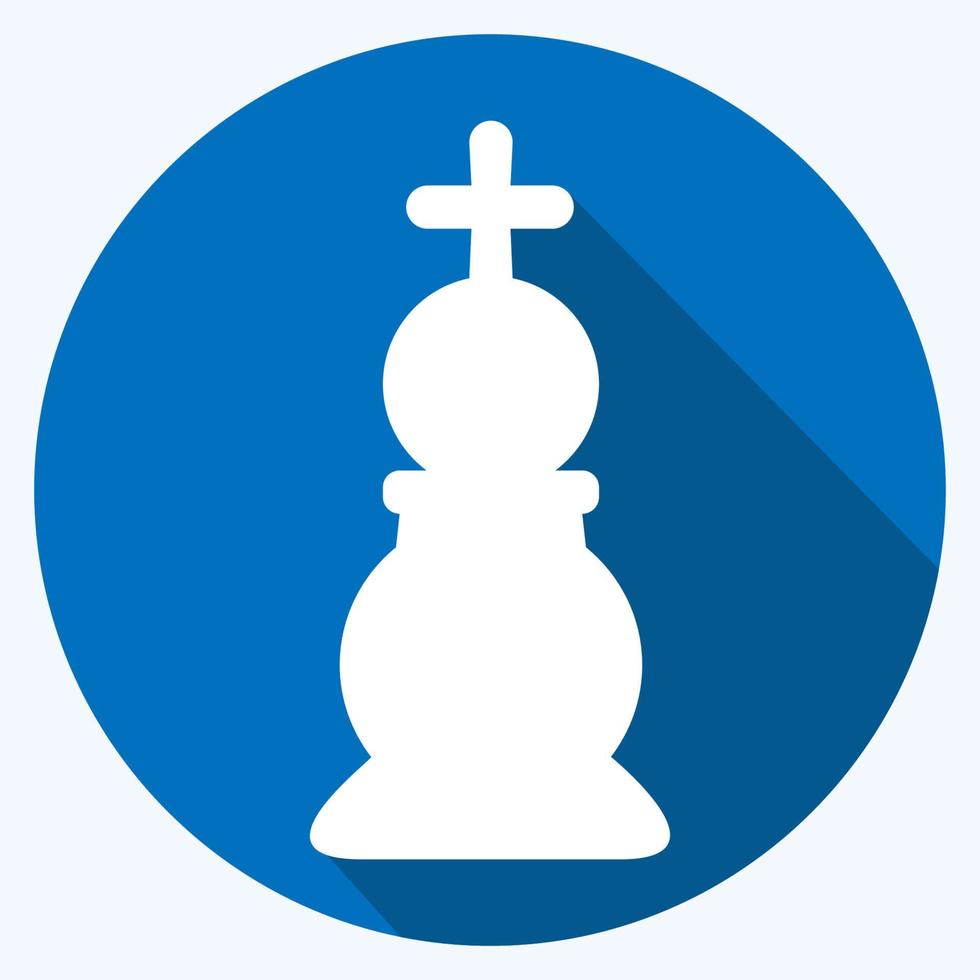 Icon Chess 2 - Long Shadow Style,Simple illustration,Editable stroke vector