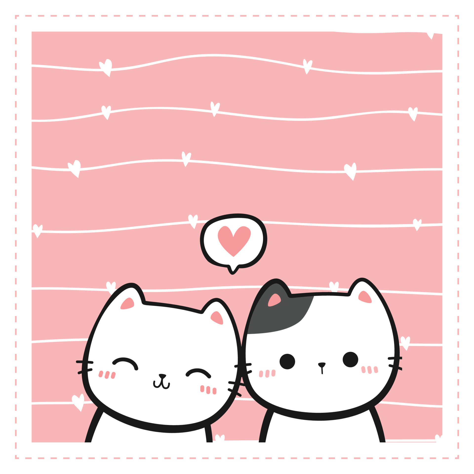 kitty cat lover couple cartoon doodle valentine card illustration 4377028  Vector Art at Vecteezy