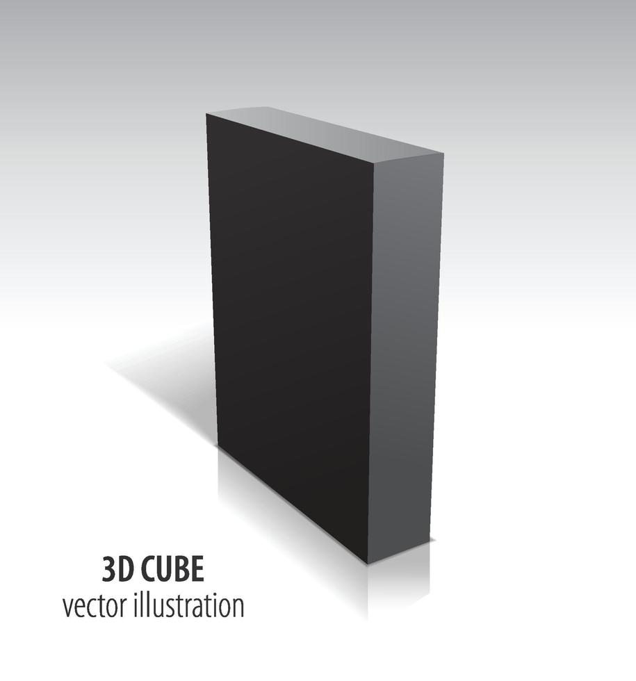 3D black cube isolated on white background. vector