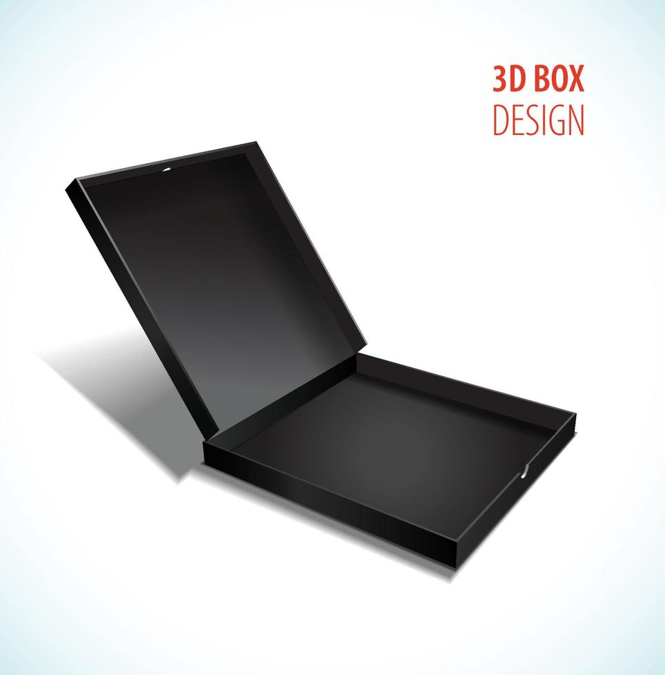 Vector thin box with open lid. vector illustration.