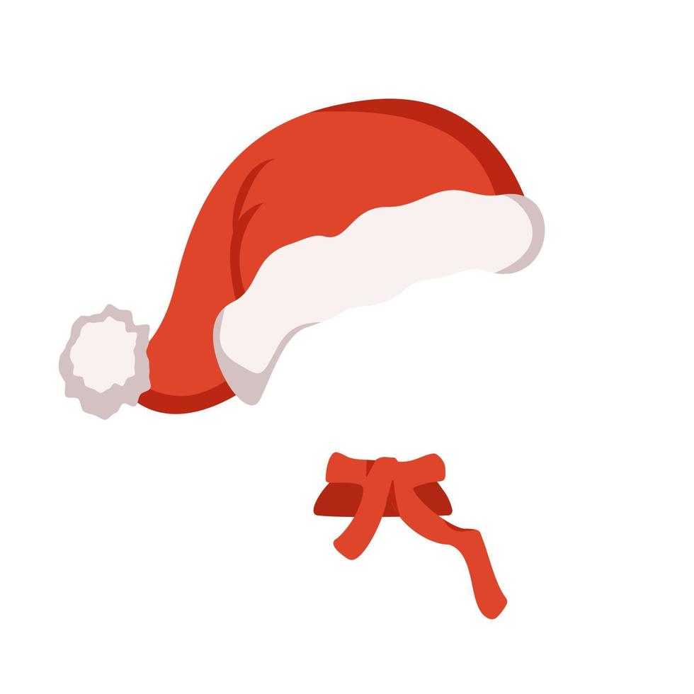 sombrero rojo de santa claus y bufanda, plantilla o marco de cabeza. decoración festiva para año nuevo y navidad. vector ilustración plana