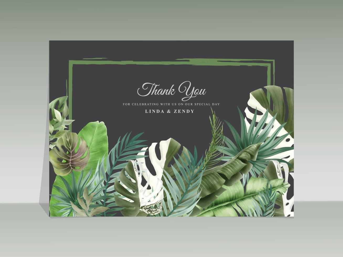 Elegant floral tropical watercolor wedding invitation card template vector