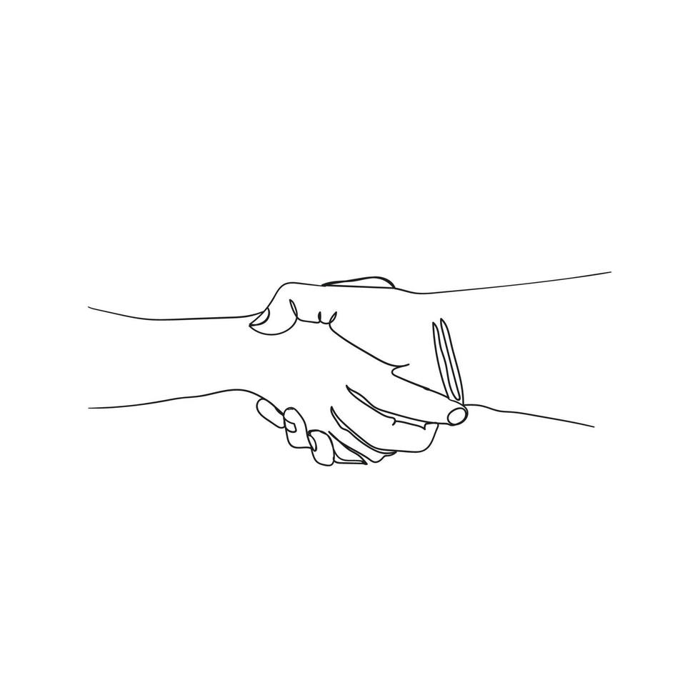 hand drawing doodle hand shake icon contour line illustration vector