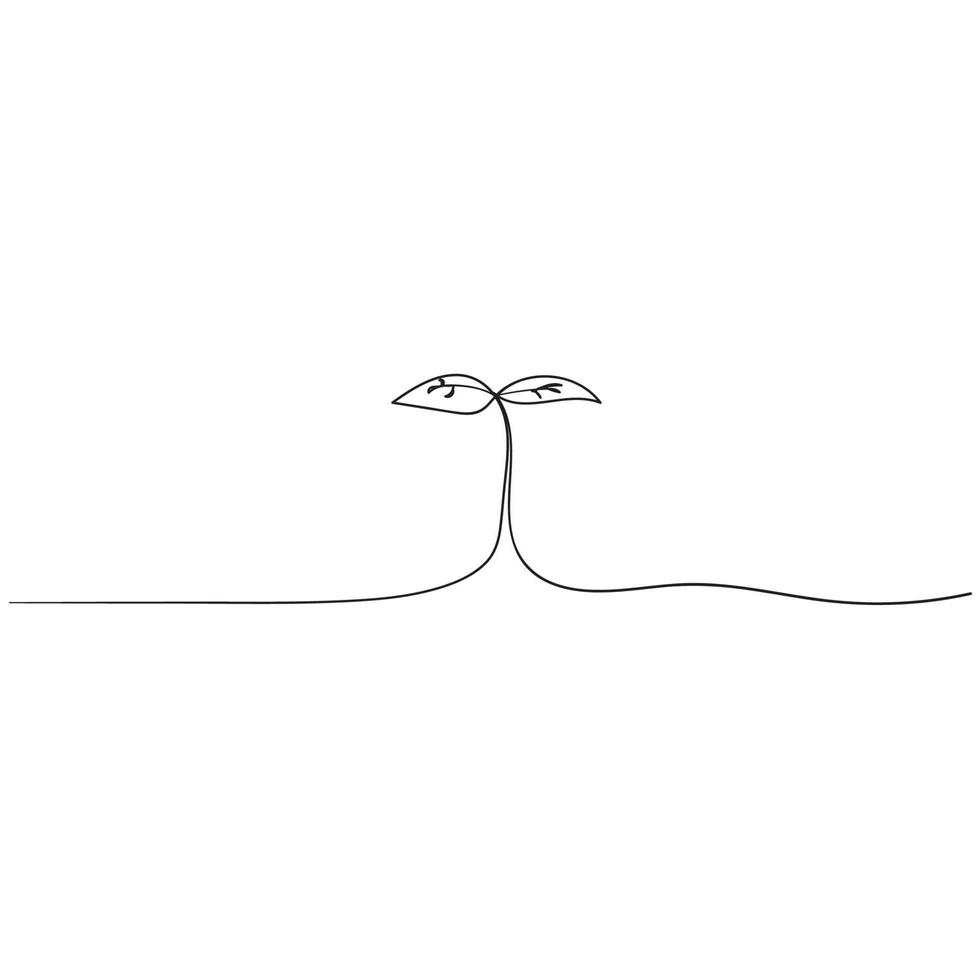 hand drawing doodle plant illustration continuous line vector