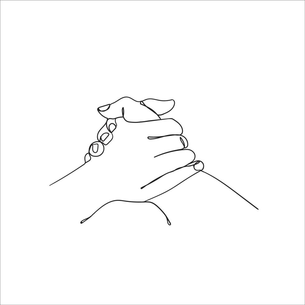 hand drawing doodle hand shake icon contour line illustration vector