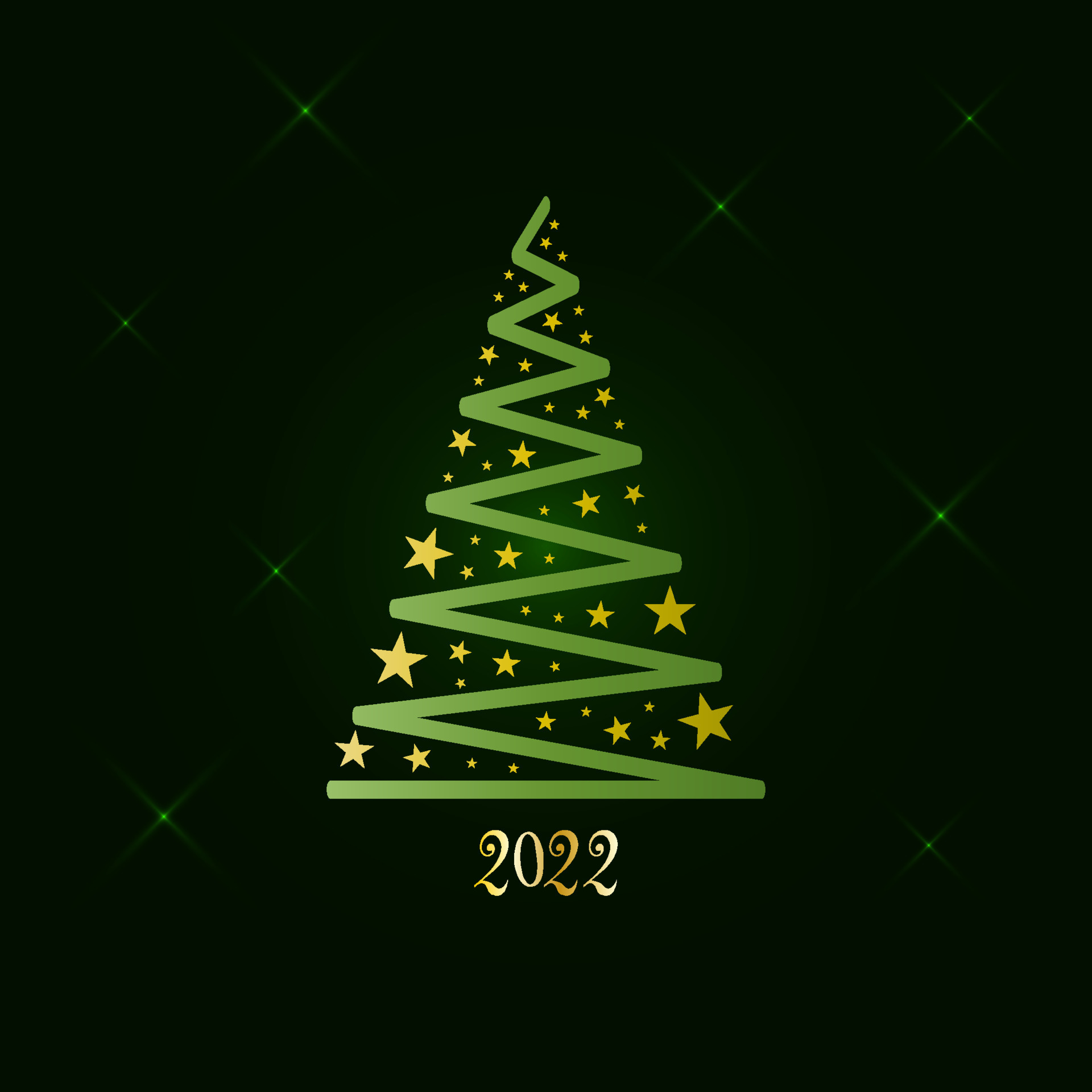 Christmas 2022 Triangle Events Magic Green Christmas Tree Made Of Ribbon And Golden Stars On A Dark Green  Background With Sparkling Stars. Merry Christmas And Happy New Year 2022.  Vector Illustration. 4378302 Vector Art At Vecteezy