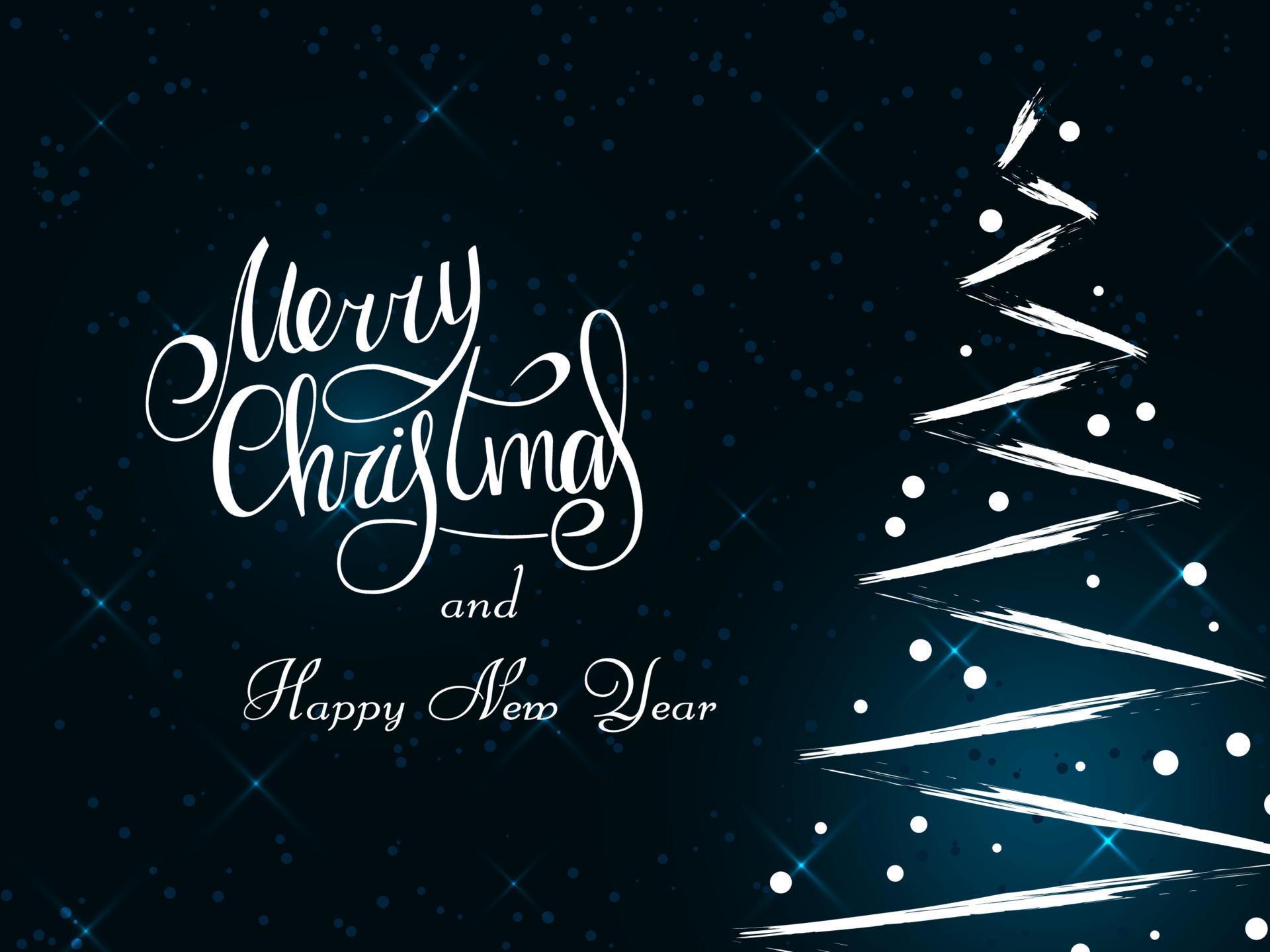 Handwritten White Lettering On A Dark Blue Background. Magic White Christmas Tree Made Of Brush Strokes With Snowflakes. Merry Christmas And Happy New Year 2022. 4378329 Vector Art At Vecteezy