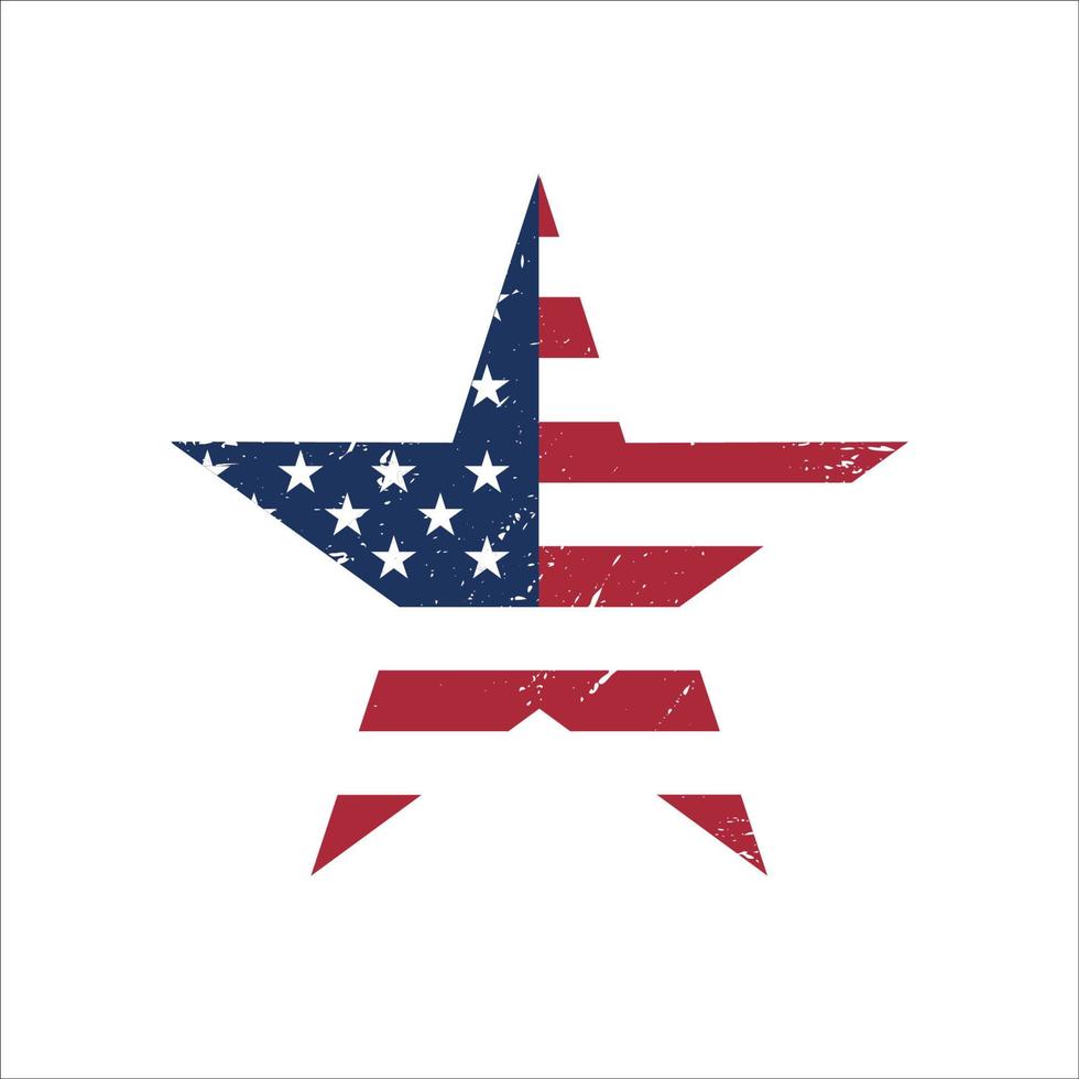 star shaped united states flag with grunge texture vector