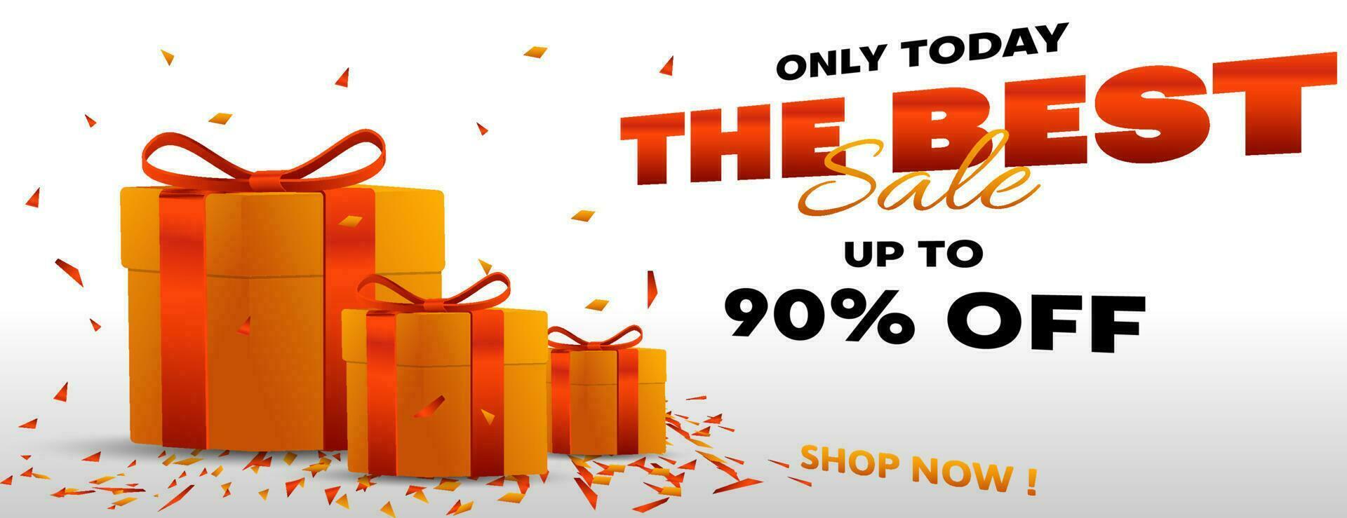 the best sale banner with up to 90 percent off discount with only today vector