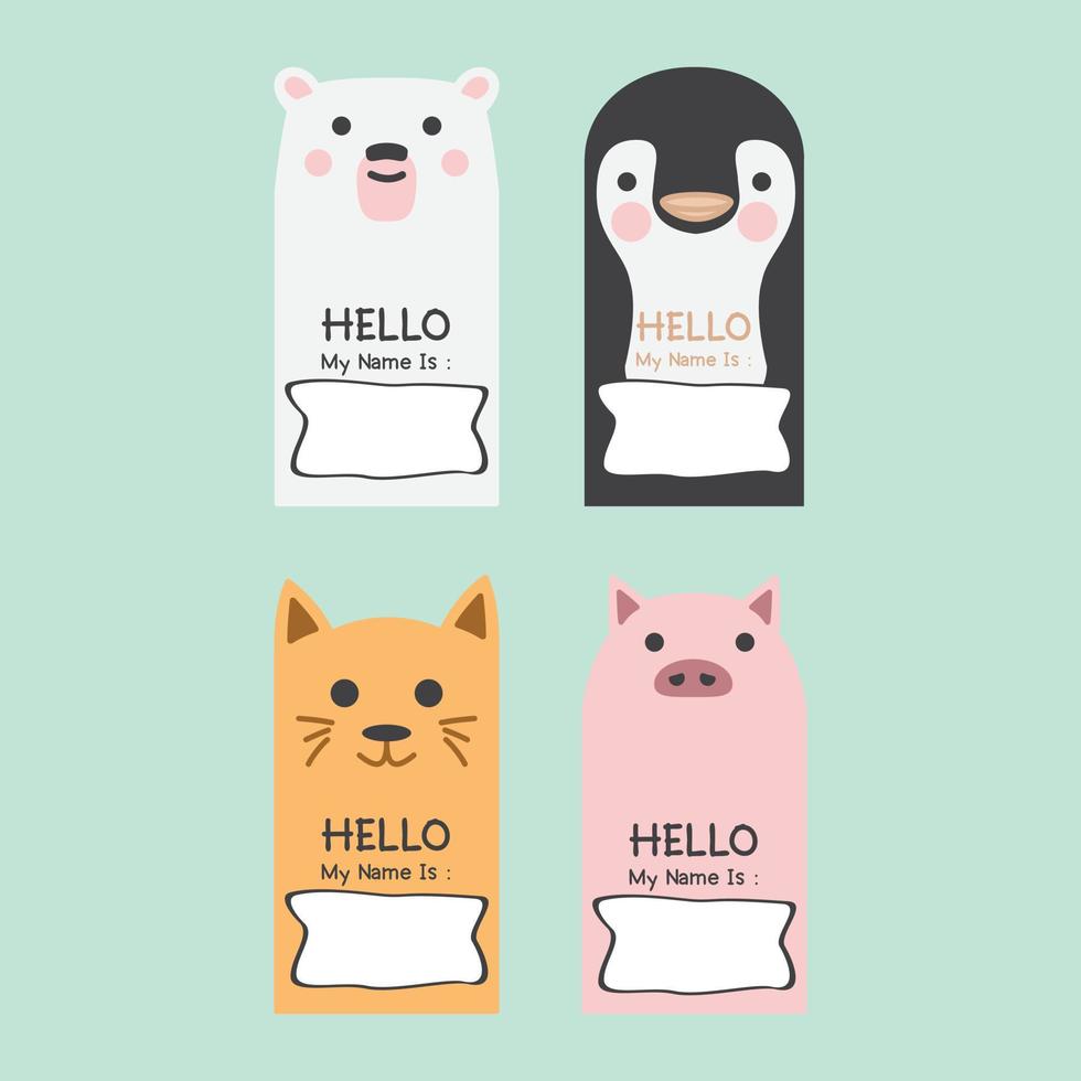 Kindergarten Animal Name Tags vector