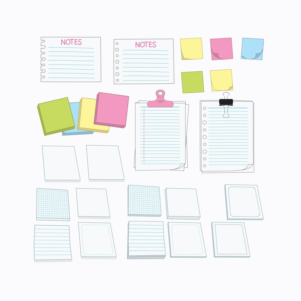 Collection of sticky note paper illustrations vector