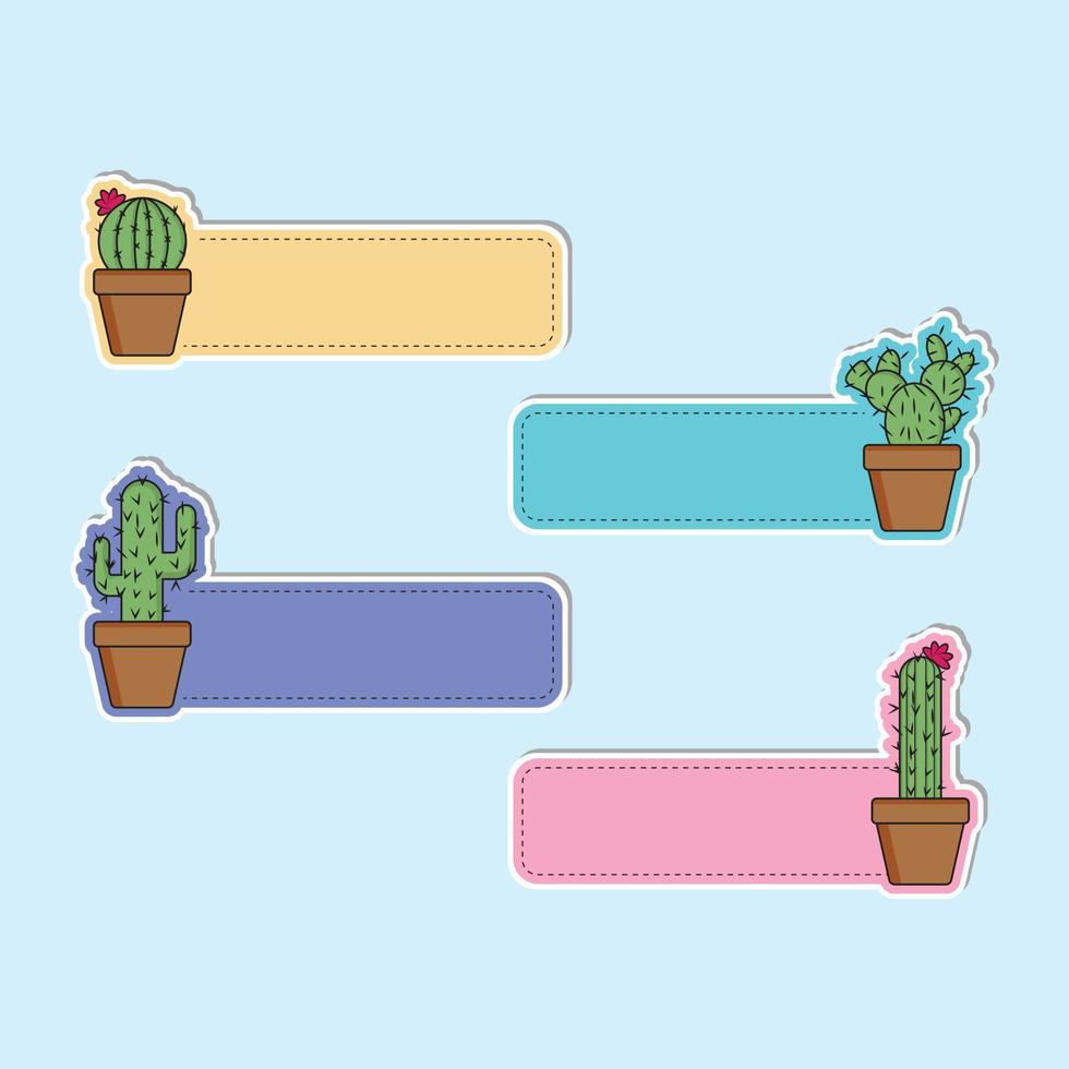 Etiquetas de nombre de etiqueta de cactus lindo vector