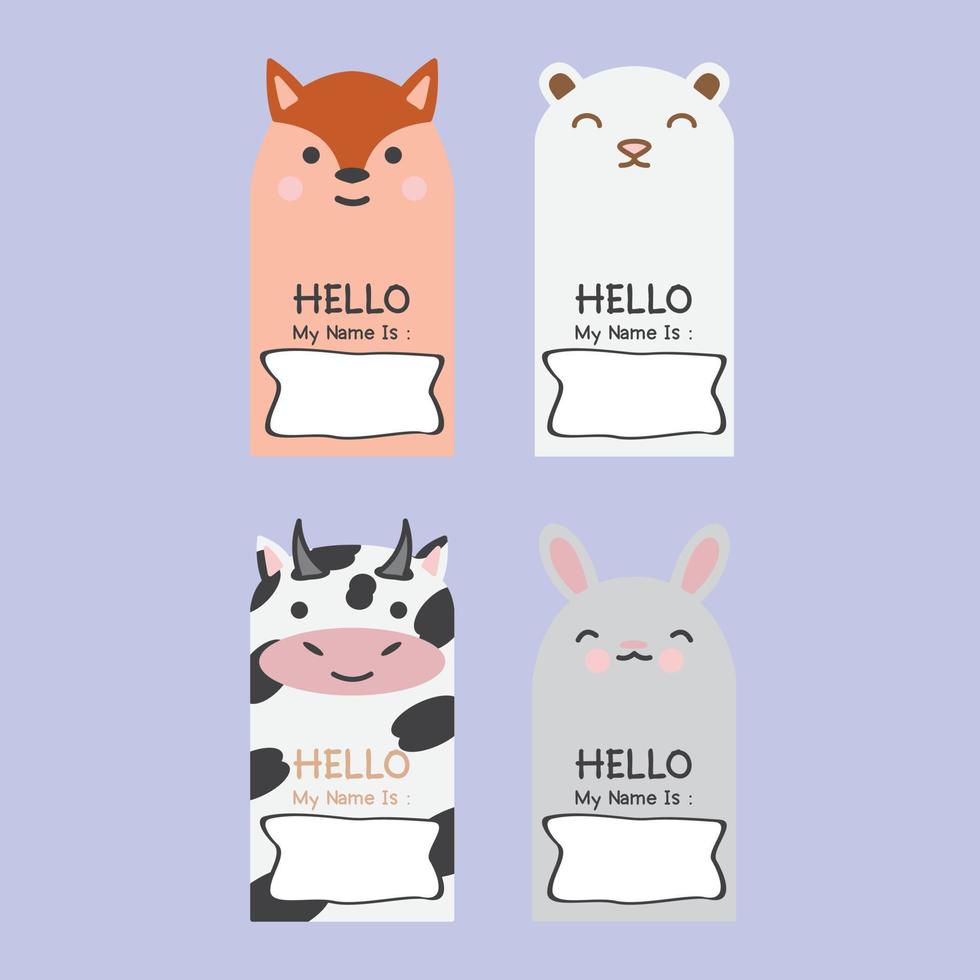 Kindergarten Animal Name Tags Collection vector