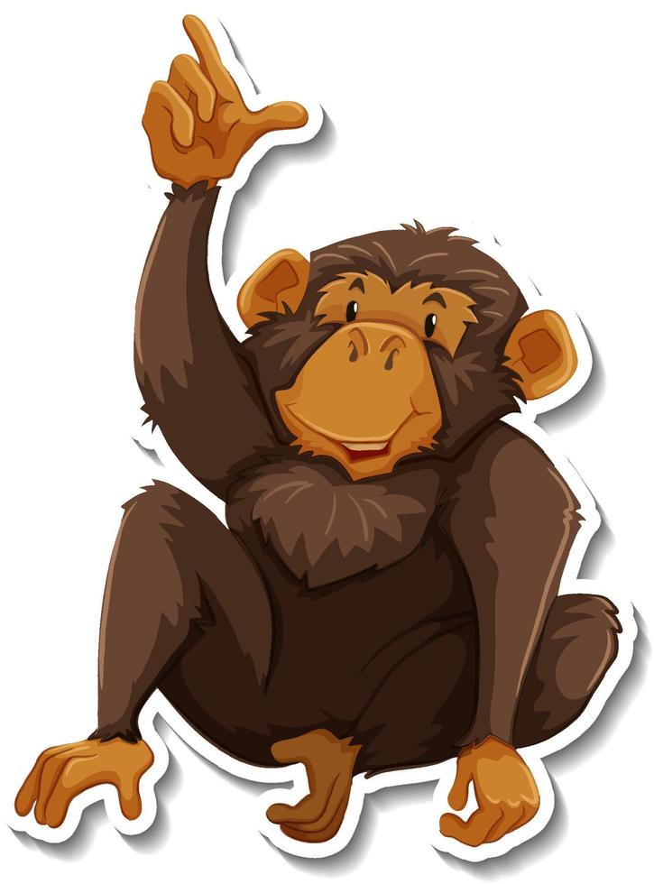 Funny monkey animal cartoon sticker vector