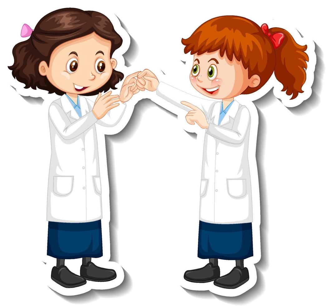 Scientist girls cartoon characters vector