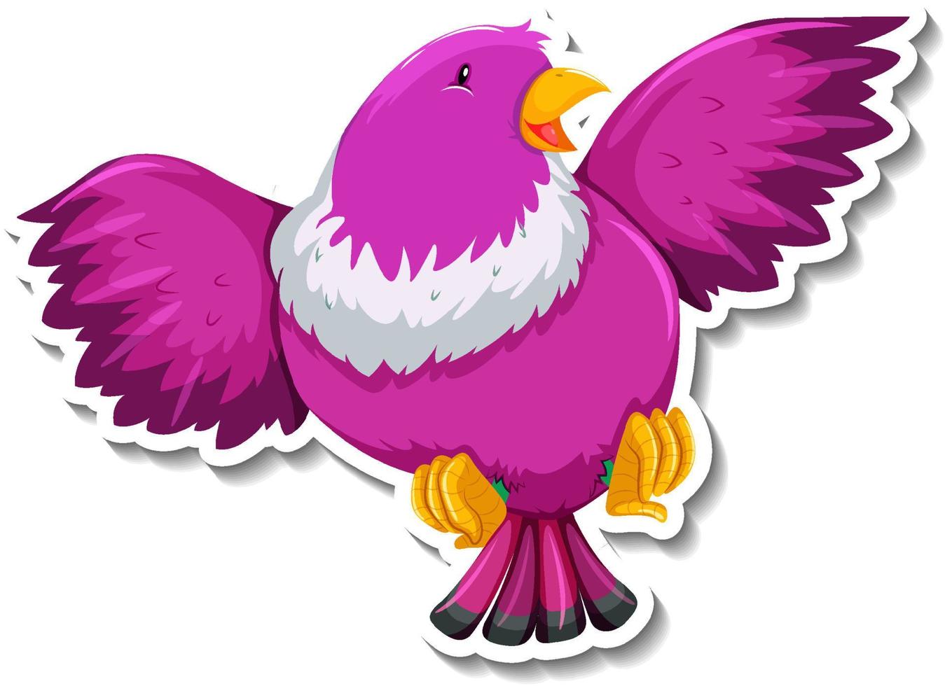etiqueta engomada linda de la historieta del animal del pájaro rosado vector