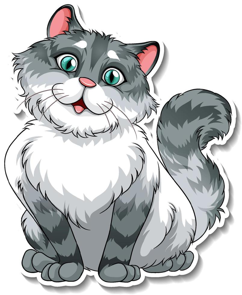 una plantilla de pegatina de personaje de dibujos animados de gato vector