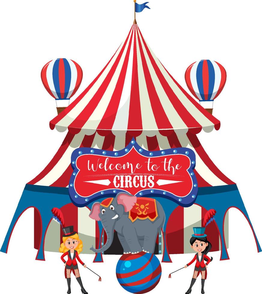 Cúpula de circo en el parque de atracciones sobre fondo blanco. vector