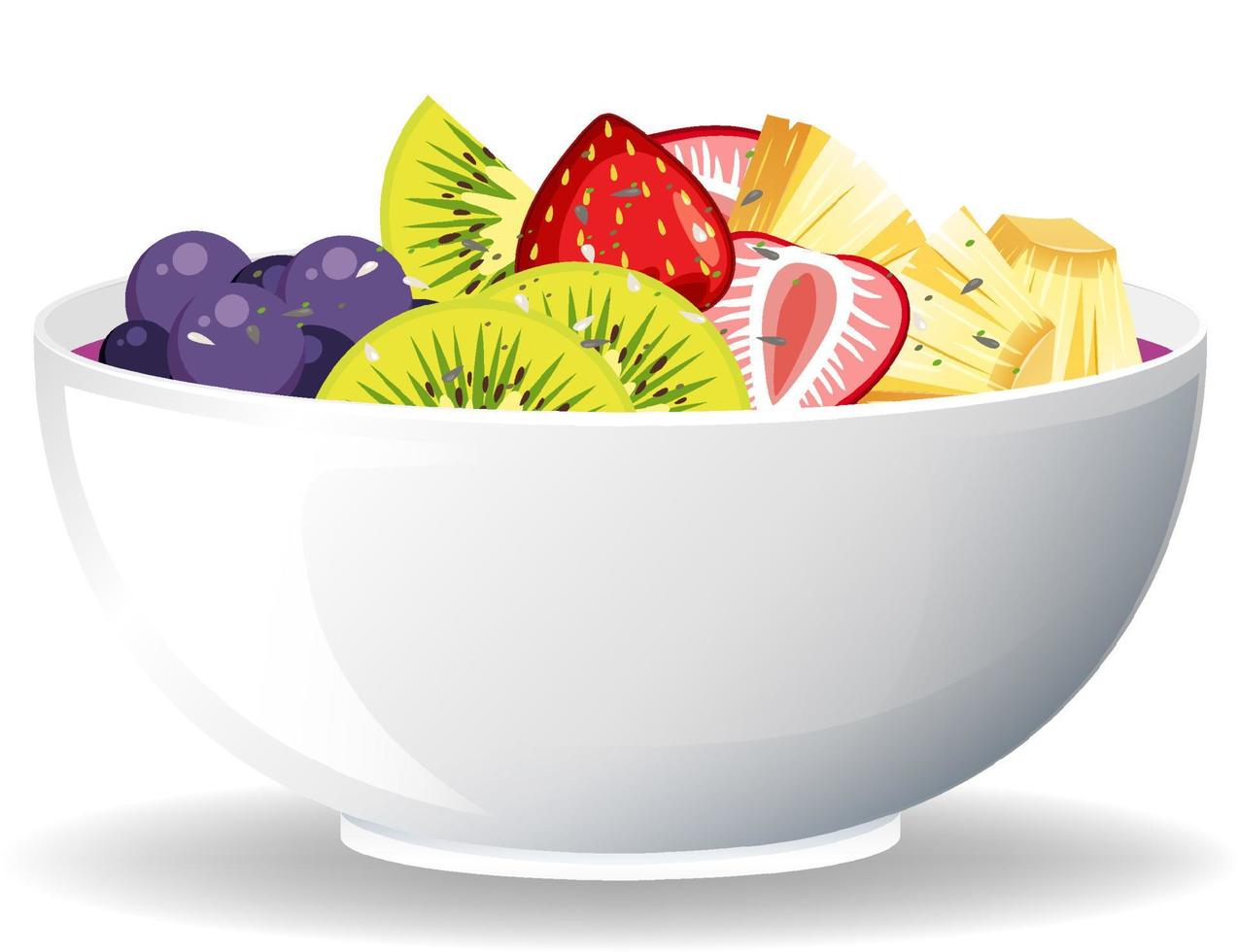 Fruit salad bowl on white background vector
