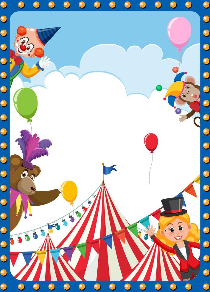 Circus poster background with cartoon character vector