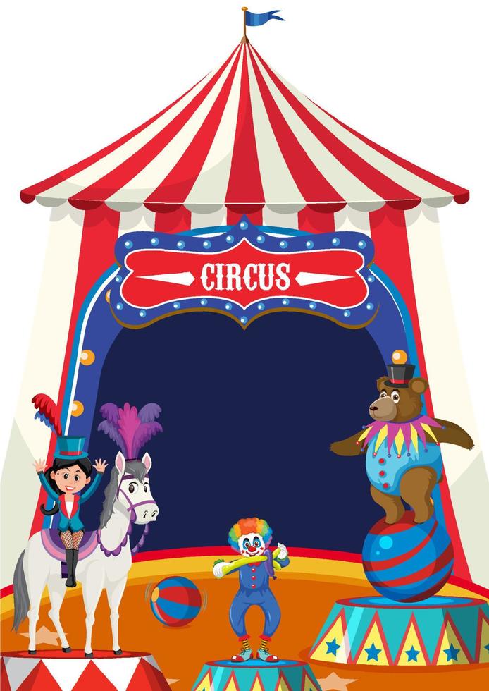 Circus dome tent with animal performer on white background vector