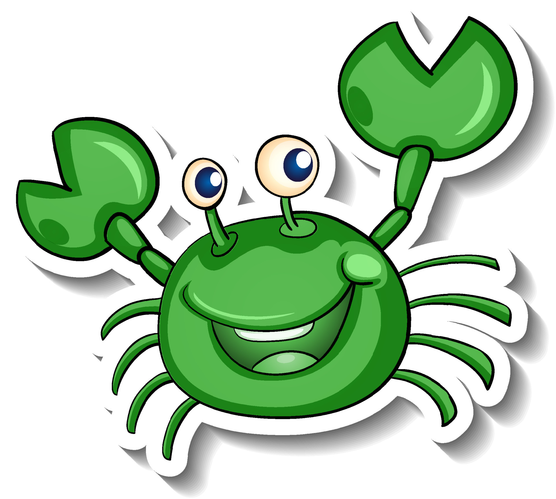 Smiling green crab cartoon sticker 4382650 Vector Art at Vecteezy