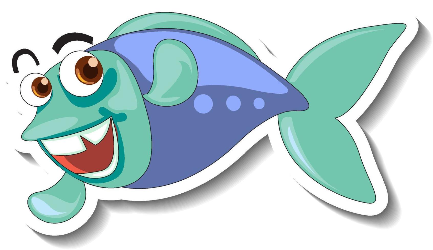 Cute fish sea animal cartoon sticker vector