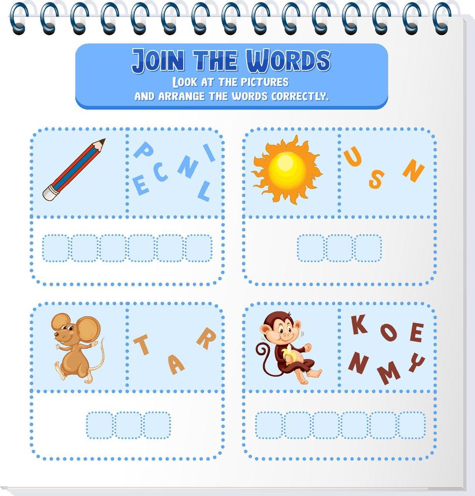 Spelling word game template vector