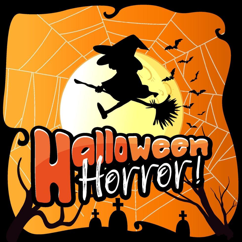 Halloween background with witch silhouette vector