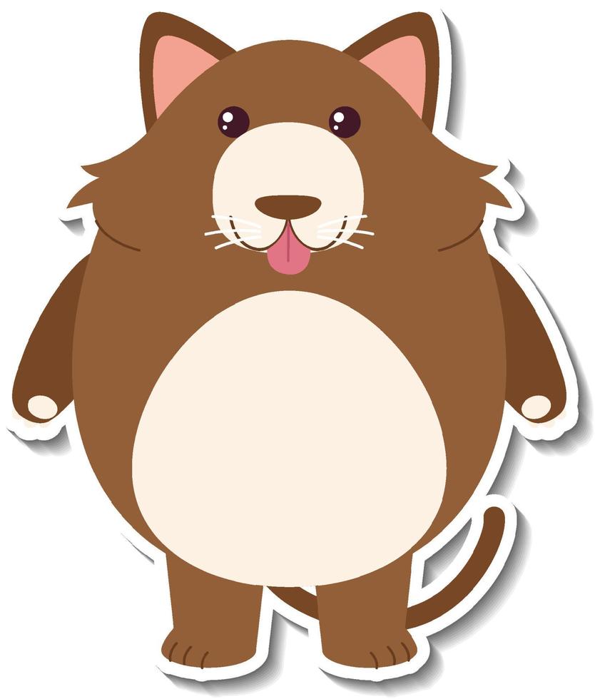 Chubby cat animal cartoon sticker vector