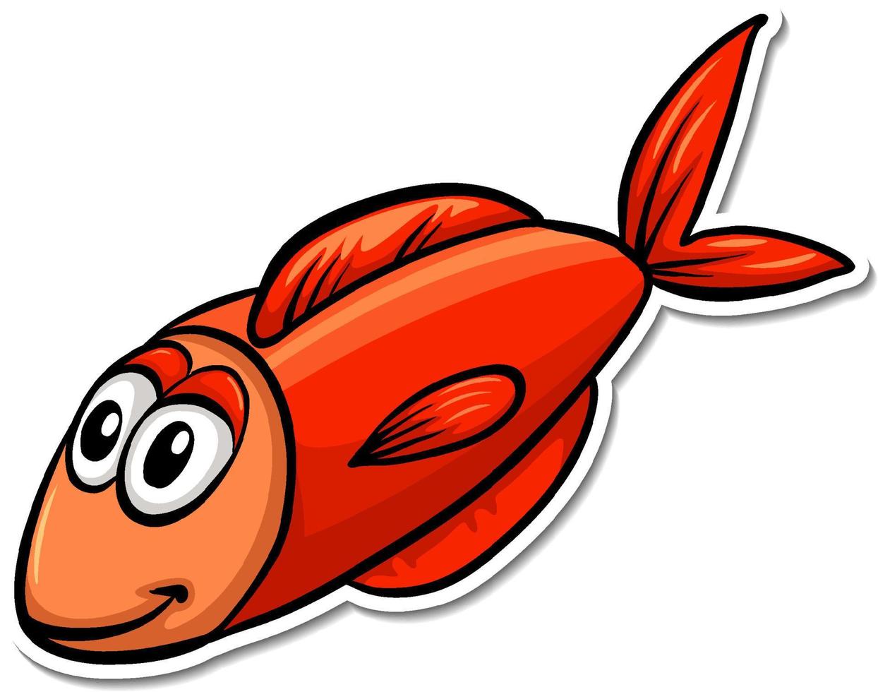 etiqueta engomada de la historieta del animal marino del pez rojo vector