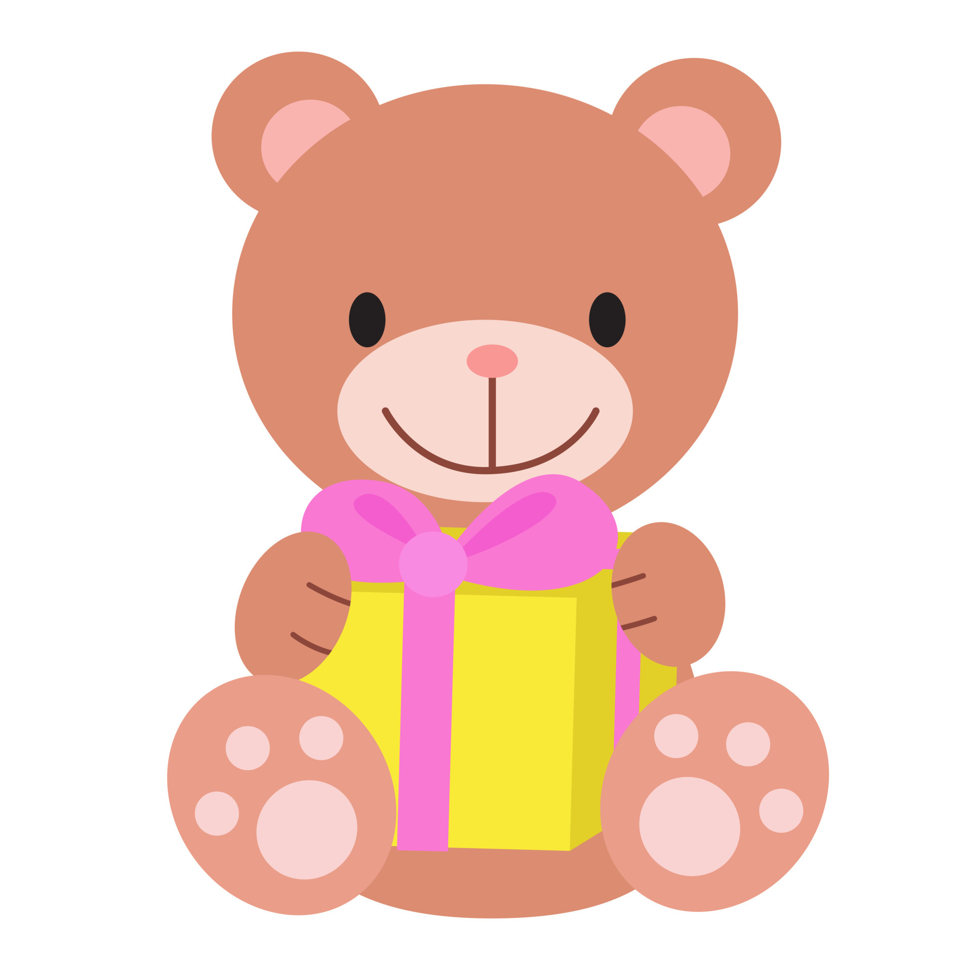 Cute cartoon Teddy bear with gift box. Illustration for cards, clothes, baby  shower, textile and books. Children design and decor element. Positive  funny print for Birthday and Christmas party 4382736 Vector Art
