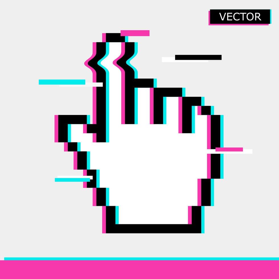 Ilustración de vector de icono de cursor de mano de ratón de pixel