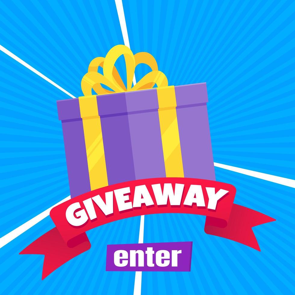 Giveaway gift concept for winners in social medias flat style design vector illustration.