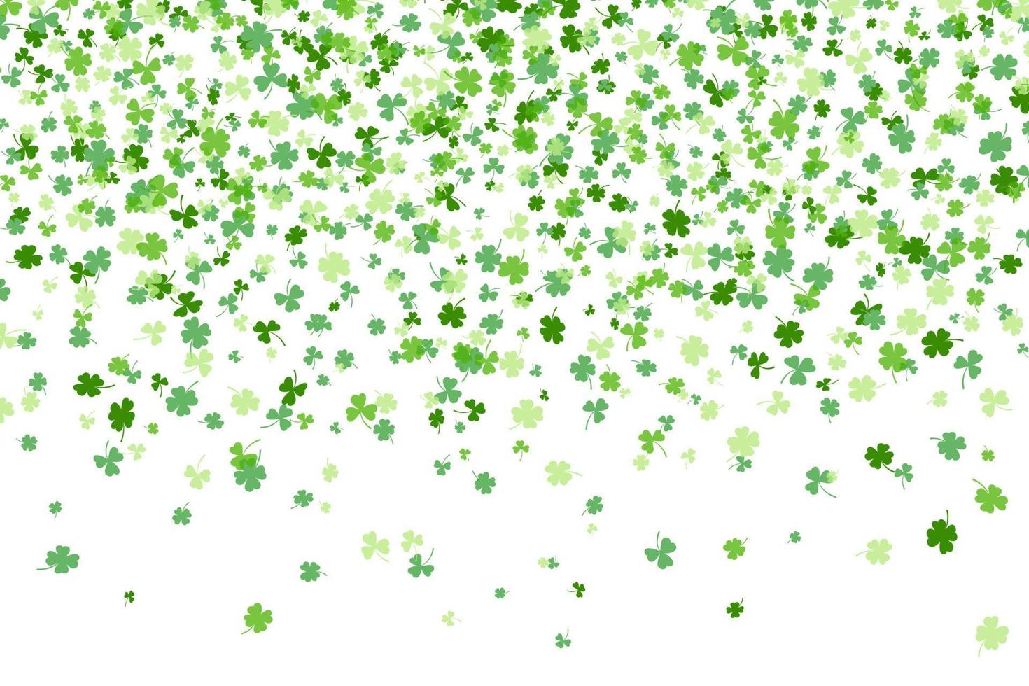 Shamrock or clover leaves flat design green backdrop pattern vector illustration.