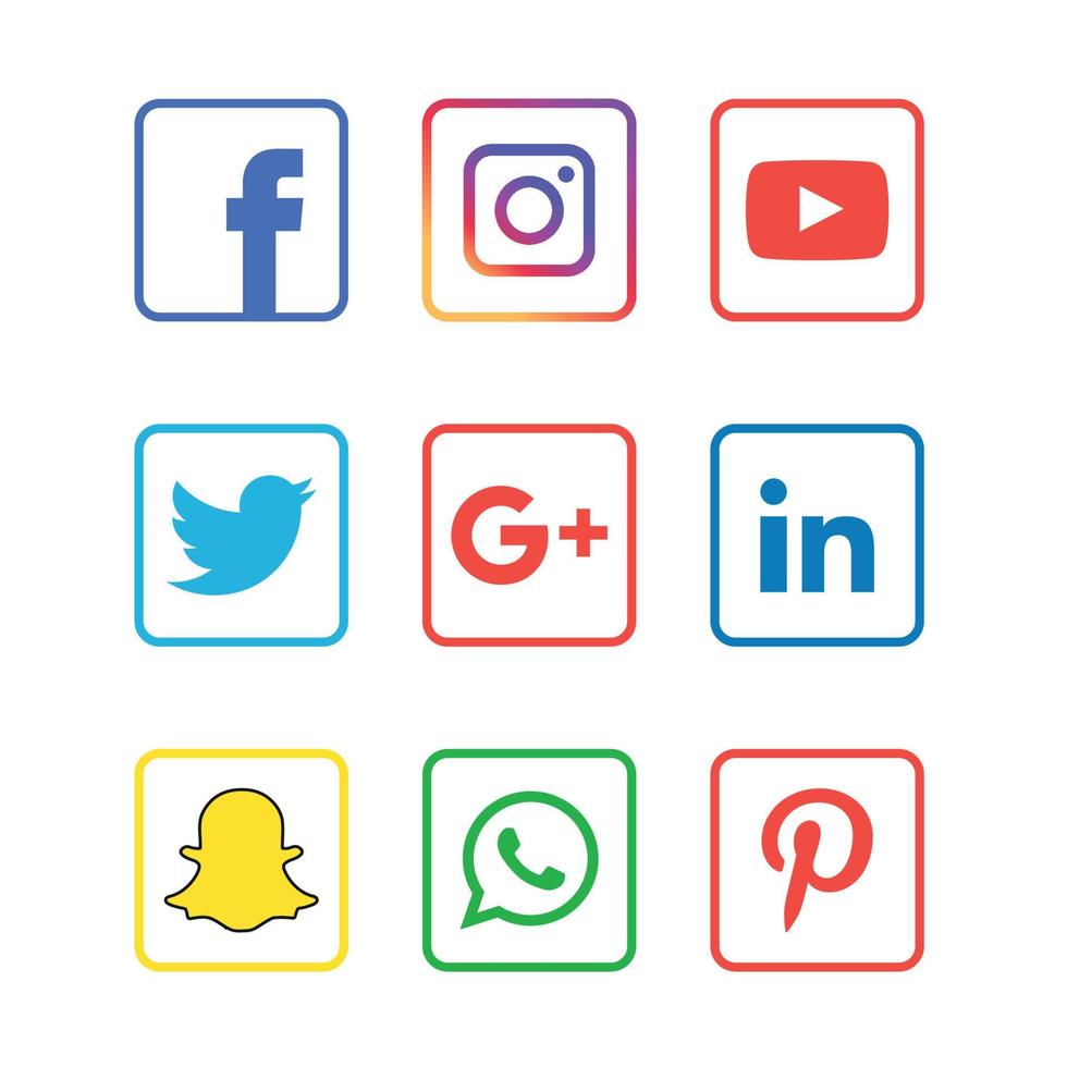 tecnología de iconos planos de redes sociales, red. venta de cara sonriente de grupo de fondo. compartir, me gusta, ilustración vectorial twitter, youtube, whatsapp, snapchat, facebook, instagram, tiktok, tok vector