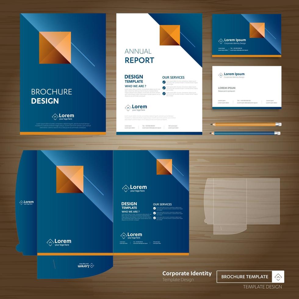 Flyer brochure business annual report cover template design Corporate Business Identity Folder digital technology company Element of stationery people community presentation working promotion blue red vector