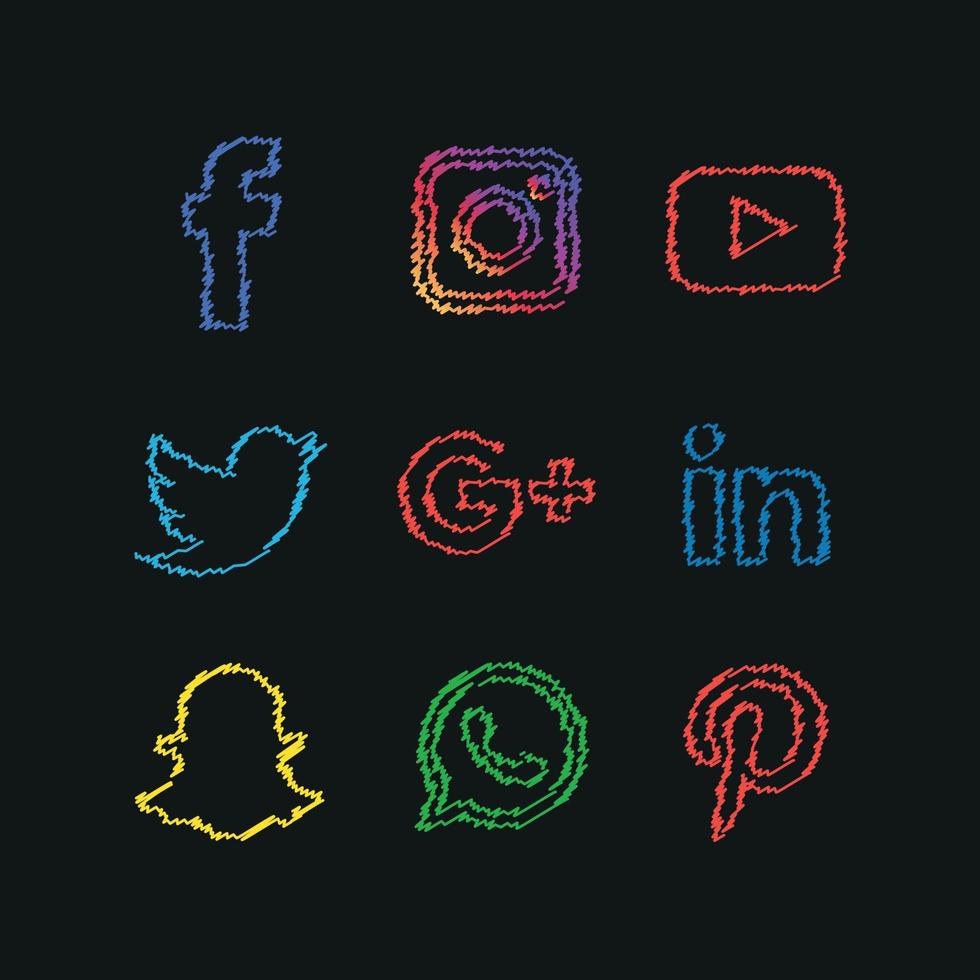 tecnología de iconos planos de redes sociales, red. venta de cara sonriente de grupo de fondo. compartir, me gusta, ilustración vectorial twitter, youtube, whatsapp, snapchat, facebook, instagram, tiktok, tok vector