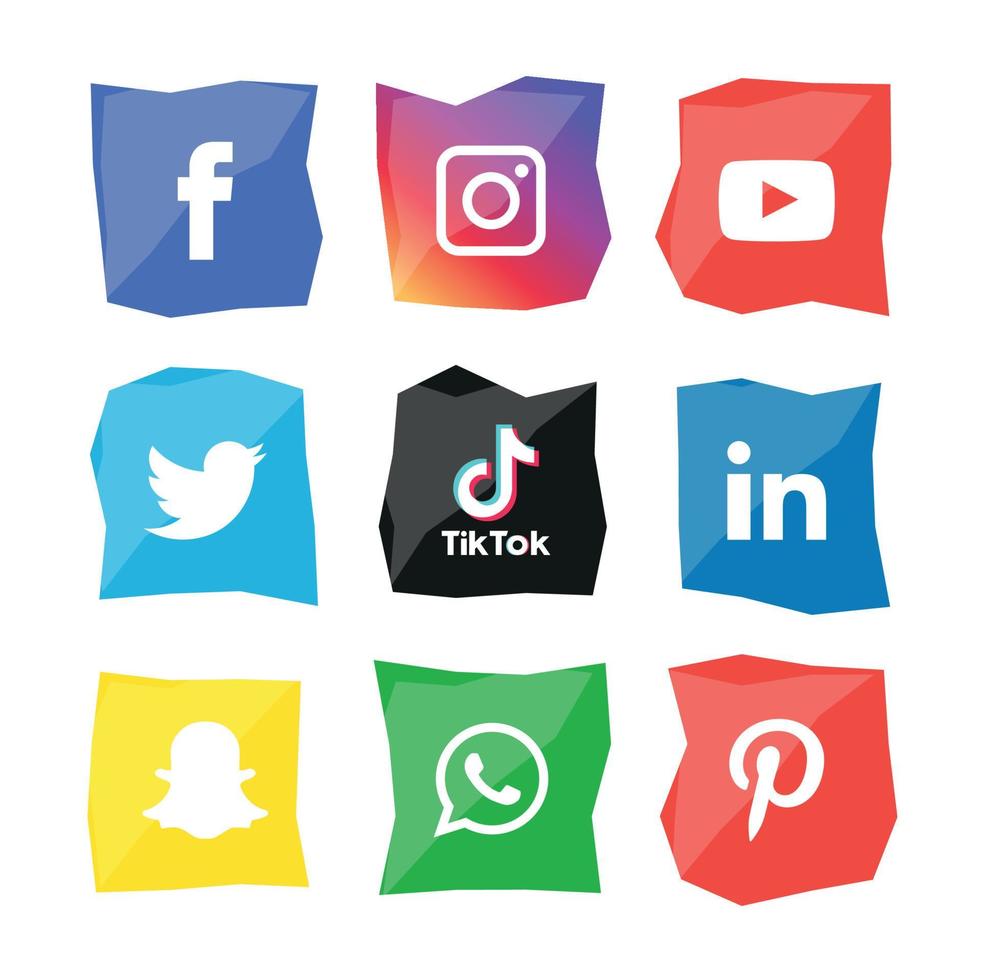 tecnología de iconos planos de redes sociales, red. venta de cara sonriente de grupo de fondo. compartir, me gusta, ilustración vectorial twitter, youtube, whatsapp, snapchat, facebook, instagram, tiktok, tok vector