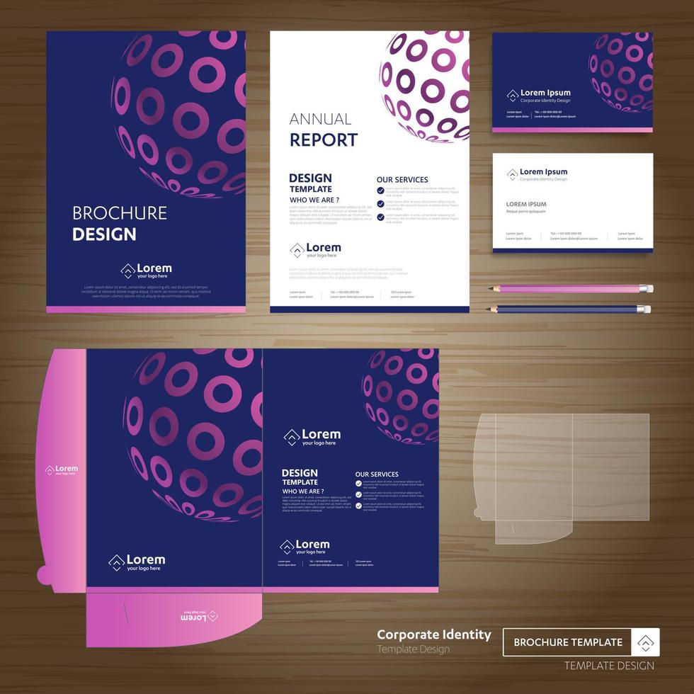 Flyer brochure business annual report cover template design Corporate Business Identity Folder digital technology company Element of stationery people community presentation working promotion blue red vector
